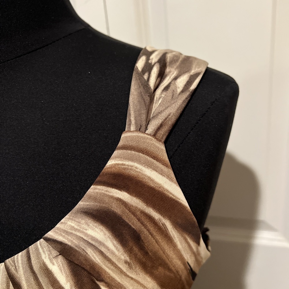 R&M Richards Dress Size 16 Brown Sleeveless Dressy Abstract Stretch Zip Back‎ - Picture 4 of 10
